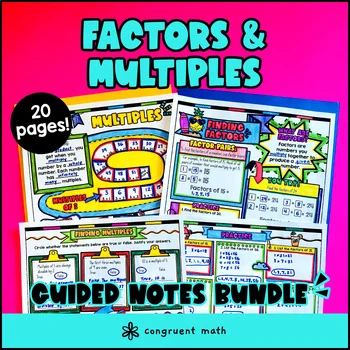 Thumbnail for Factors and Multiples Guided Notes with Doodles 4th Grade CCSS Sketch Notes