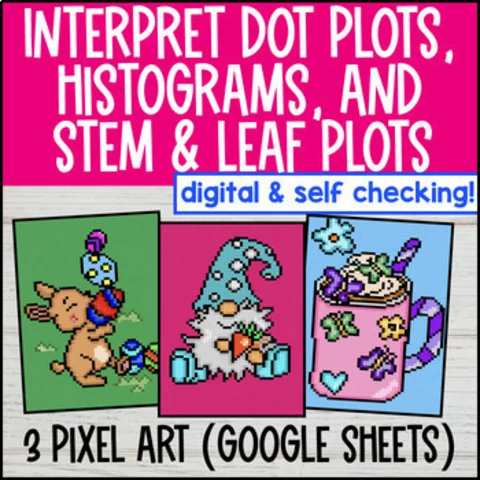 Thumbnail for Dot Plots, Histograms, Stem-and-Leaf Plots Digital Pixel Art | Data & Statistics