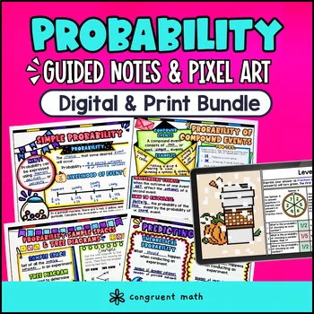 Thumbnail for Probability | Simple & Compound Probability Guided Notes & Pixel Art Bundle