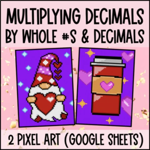 Thumbnail for Multiplying Decimals by Whole Numbers and Decimal — 2 Pixel Art Google Sheets