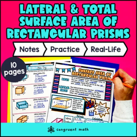 Thumbnail for Lateral & Total Surface Area of Rectangular Prisms Guided Notes with Doodles