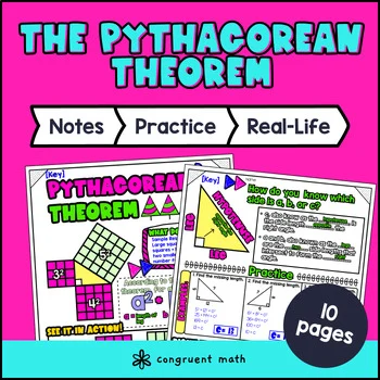 The Pythagorean Theorem Guided Notes with Doodles Legs Hypotenuse Right Triangle