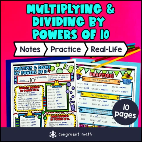 Thumbnail for Multiplying and Dividing Decimals by Powers of 10 Guided Notes 5th Grade Doodles