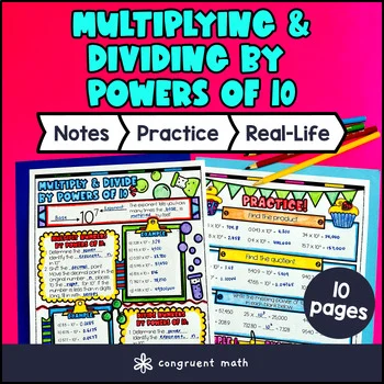 Multiplying and Dividing Decimals by Powers of 10 Guided Notes 5th Grade Doodles