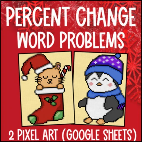 Thumbnail for Percent of Change Digital Pixel Art | Word Problems | Increase & Decrease