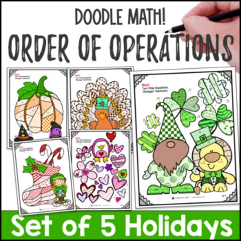 Thumbnail for Order of Operations 5-Holidays-Pack â€” Twist on Color By Number