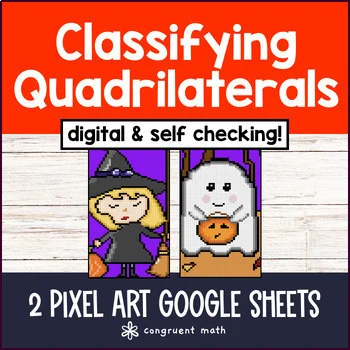 Thumbnail for Classify Quadrilaterals Pixel Art Google Sheet | Thanksgiving | Rhombus Squares