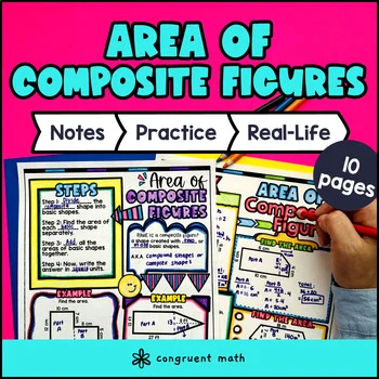 Area of Composite Figures Guided Notes with Doodles | Sketch Notes Worksheets