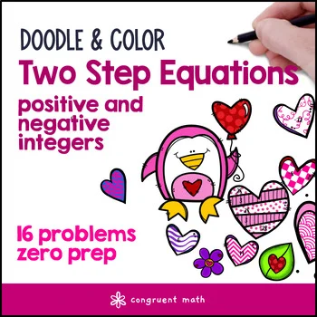 Thumbnail for Two Step Equations | Doodle Math: Twist on Color by Number  | Valentine's Day