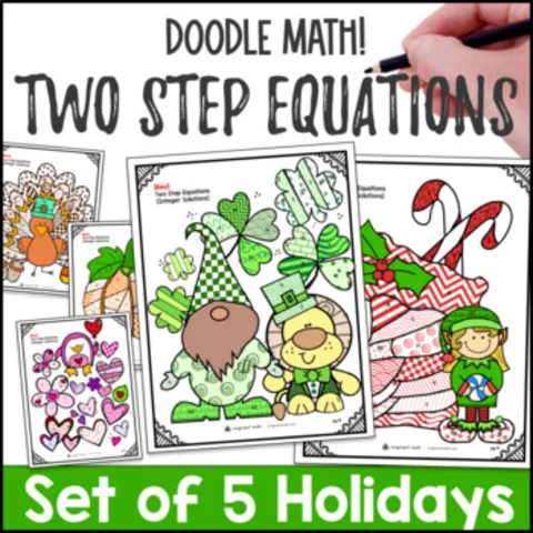 Thumbnail for Two Step Equations 5-Holidays Pack â€” Twist on Color by Number
