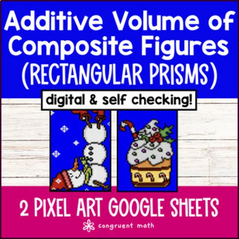 Thumbnail for Additive Volume of Composite Figures Digital Pixel Art | 3D Rectangular Prisms
