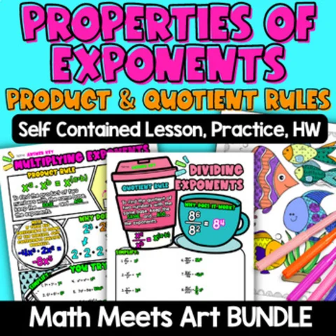 Thumbnail for Properties of Exponents Product Quotient Rules BUNDLE â€” Guided Notes Doodle Math