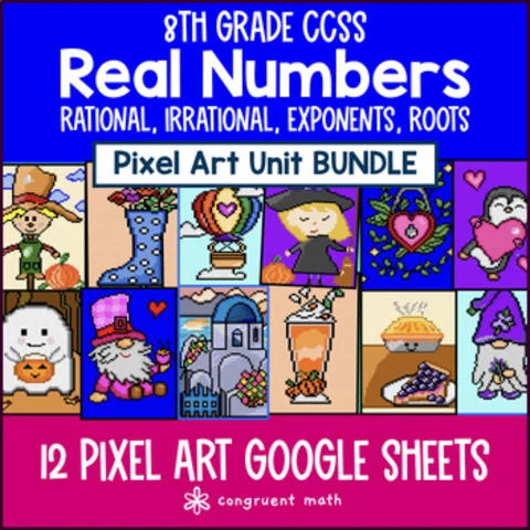 Thumbnail for Real Numbers Pixel Art Unit BUNDLE | 8th Grade CCSS