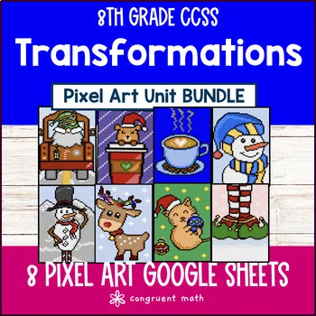 Thumbnail for Transformations Digital Pixel Art BUNDLE | Rigid Transformations