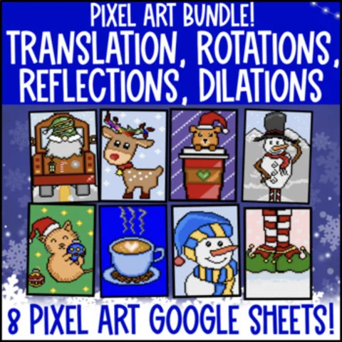 Thumbnail for Rigid Transformations Pixel Art BUNDLE Reflection Rotation Translations Dilation