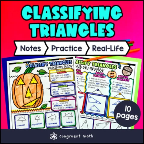 Thumbnail for Classifying Triangles Sides & Angles Guided Notes w Doodles | 5th Grade Geometry