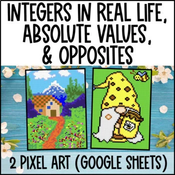 Thumbnail for Integers, Opposites, Absolute Values Pixel Art Google Sheets Real Life Contexts