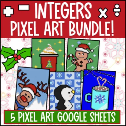 Thumbnail for Integer Operations Digital Pixel Art BUNDLE Google Sheets