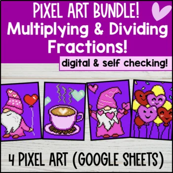 Thumbnail for Multiplying and Dividing Fractions Digital Pixel Art BUNDLE | Google Sheets