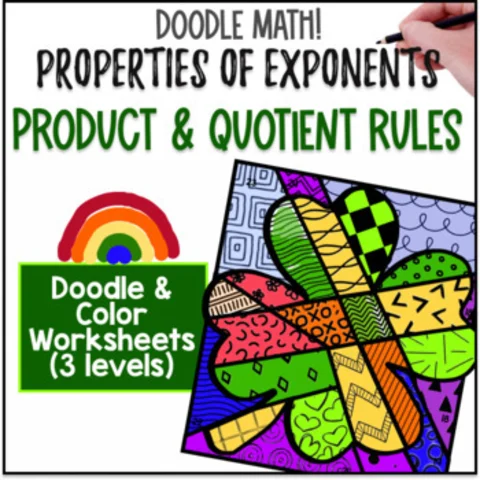 Thumbnail for Properties of Exponents Product Quotient Doodle Math, Twist on Color by Number