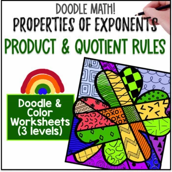 Thumbnail for Product & Quotient Exponent Rules | Doodle & Color by Number Worksheets | Spring