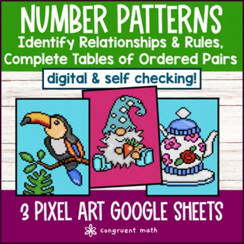 Thumbnail for Number Patterns Digital Pixel Art | 5th Grade | Relationships & Ordered Pairs