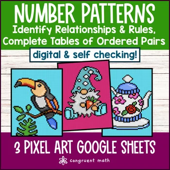 Thumbnail for Number Patterns Digital Pixel Art | 5th Grade | Relationships & Ordered Pairs