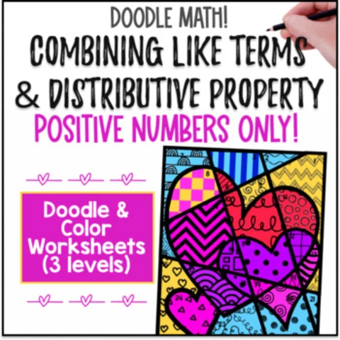 Thumbnail for Combining Like Terms & Distributive Property Doodle & Color by Number