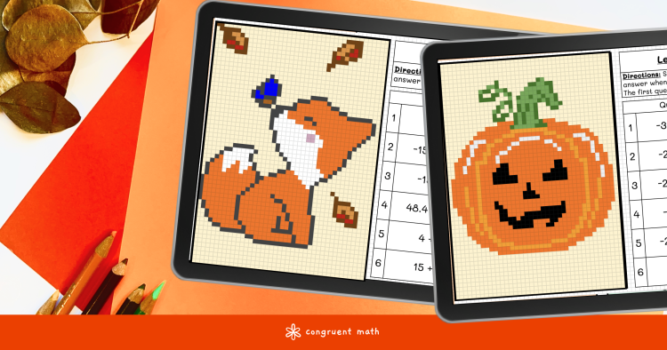 Adding & Subtracting Rational Numbers Pixel Art: Fall Theme