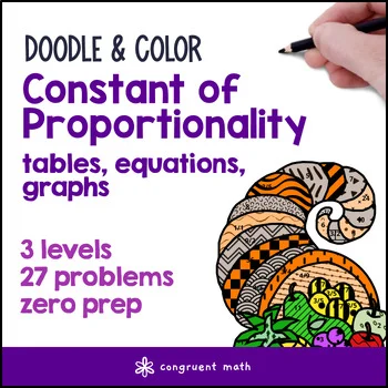 Thumbnail for Constant of Proportionality | Doodle Math Twist on Color by Number Thanksgiving