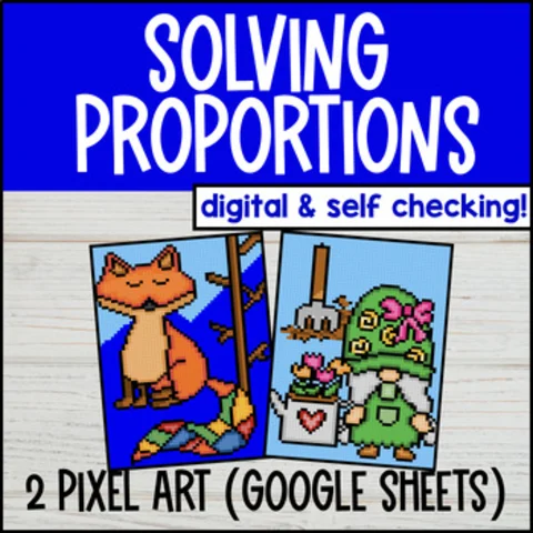 Thumbnail for Solving Proportions & Proportional Relationships â€” 2 Pixel Art Google Sheets