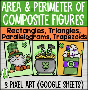 Thumbnail for Area & Perimeter of Composite Figures Digital Pixel Art | Spring Google Sheets