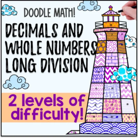 Thumbnail for Dividing Decimals Doodle & Color by Number | Decimal Long Division