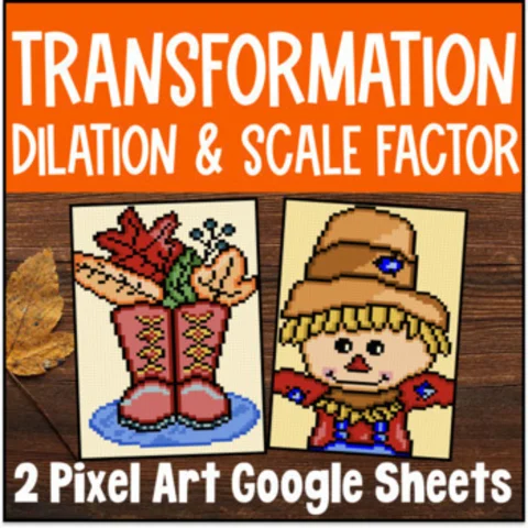 Thumbnail for Dilations, Scale Factor, Transformations Pixel Art | Digital Google Sheets