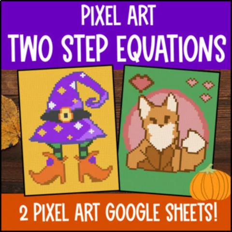Thumbnail for Two Step Equations Pixel Art | Integers & Decimals | Google Sheets | Fall