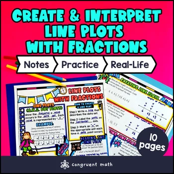 Thumbnail for Line Plots with Fractions Guided Notes with Doodles | 5th Grade | Measurement