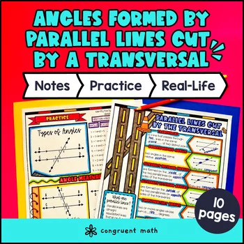 Parallel Lines Cut By a Transversal Guided Notes w/ Doodles | Angles