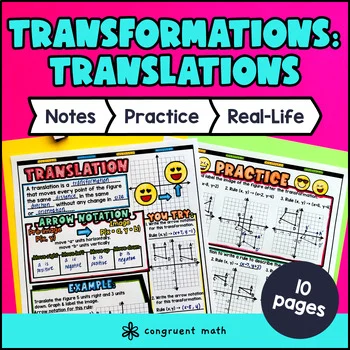 Translations Guided Notes & Doodles | Rigid Transformations | 8th Grade Geometry