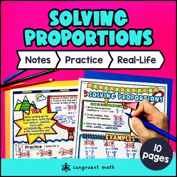 Thumbnail for Solving Proportions & Proportional Relationships Guided Notes w/ Doodles Sketch