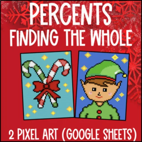 Thumbnail for Finding the Whole Percentages Digital Pixel Art | Percents Word Problems