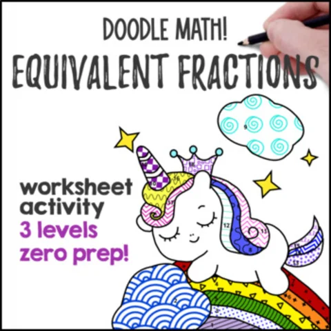 Thumbnail for Equivalent Fractions Visual Models | Doodle Math: Twist on Color by Number