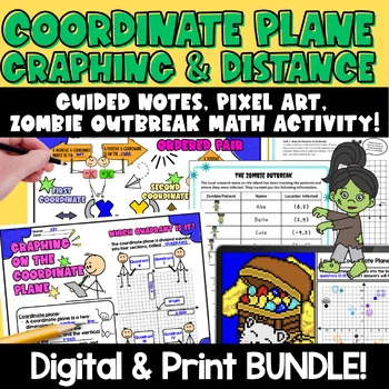 Thumbnail for Coordinate Planes Graphing Guided Notes & Pixel Art | Digital & Print BUNDLE