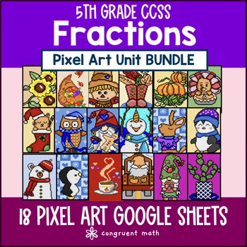 Thumbnail for Fractions Pixel Art Unit BUNDLE | 5th Grade CCSS