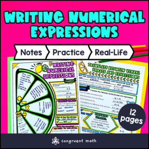 Writing Algebraic Expressions Guided Notes with Doodles | Sketch ...
