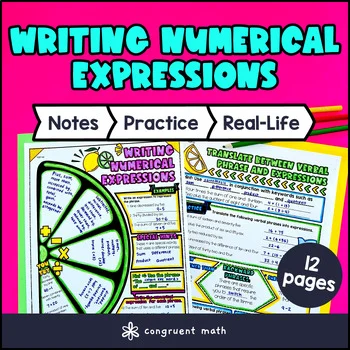 Thumbnail for Writing Numerical Expressions Guided Notes with Doodles | Operations & Exponents