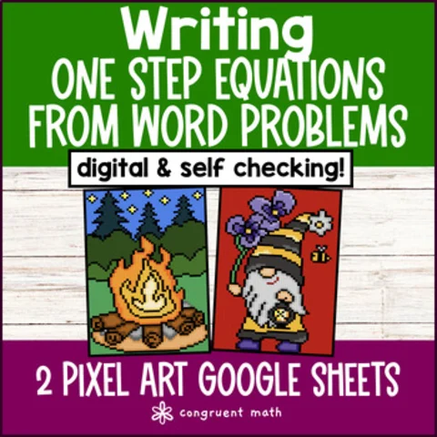 Thumbnail for Writing One Step Equations Digital Pixel Art | 6th Grade | 6.EE.B.7