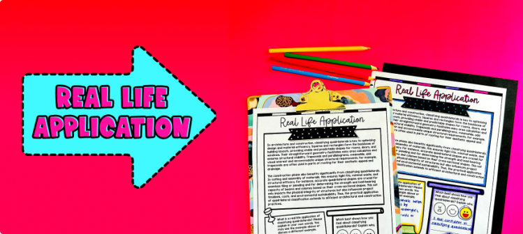 Classifying Quadrilaterals Introduction Lesson Plan Guided Notes with Doodles Practice - Real Life Applications