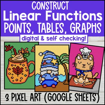 Thumbnail for Linear Functions Digital Pixel Art | Construct Function | Points, Tables, Graphs