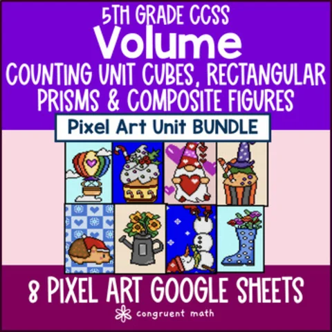 Thumbnail for Volume Pixel Art Unit BUNDLE | 5th Grade CCSS | Cubic Units, Prisms