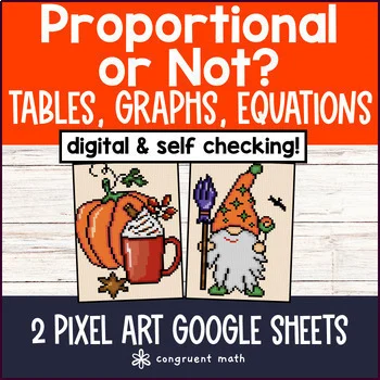 Thumbnail for Proportional & Non-proportional Relationships Pixel Art | Google Sheets Activity